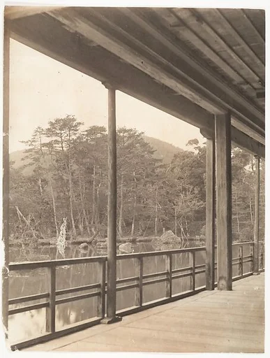 [View from a Port of a Pond and Hillside, Japan]