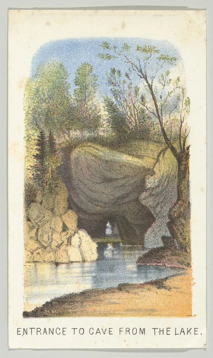 Entrance to Cave from the Lake, from the series, Views in Central Park, New York, Part 2 — Louis Prang & Co.