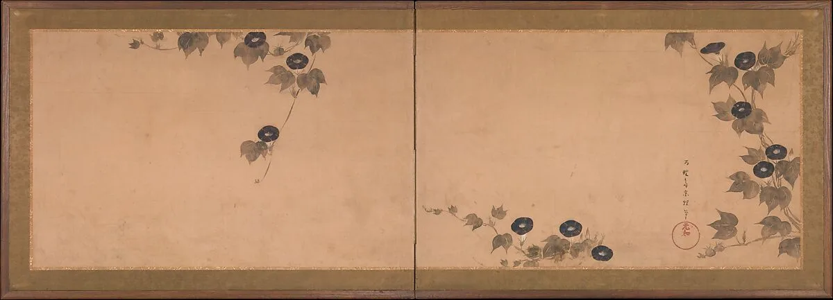 俵屋宗理筆 朝顔図屏風|Morning Glories — Tawaraya Sōri