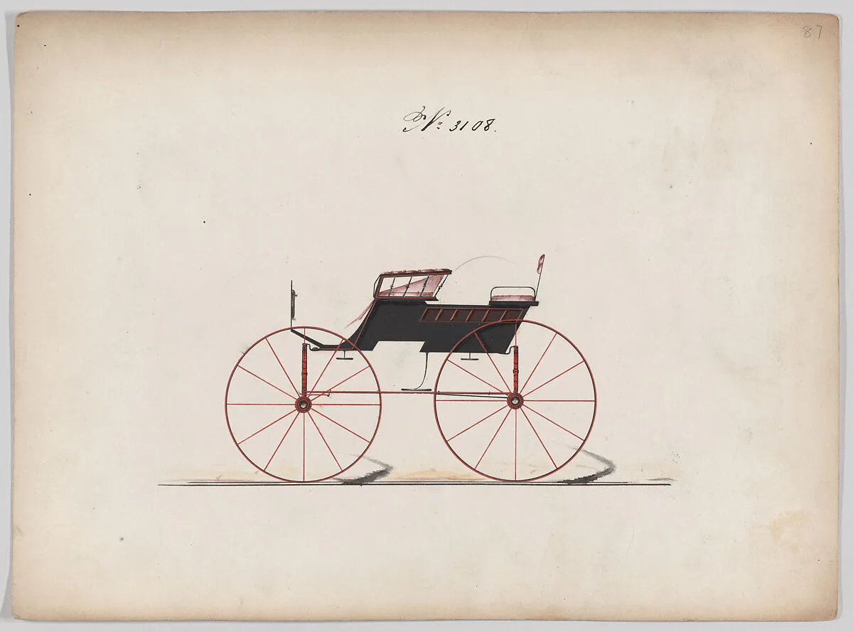 Design for 4 seat Phaeton, no top, no. 3108 — Brewster & Co.