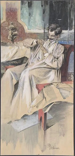 A Man Grooming His Nails — Anonymous, French, 20th century