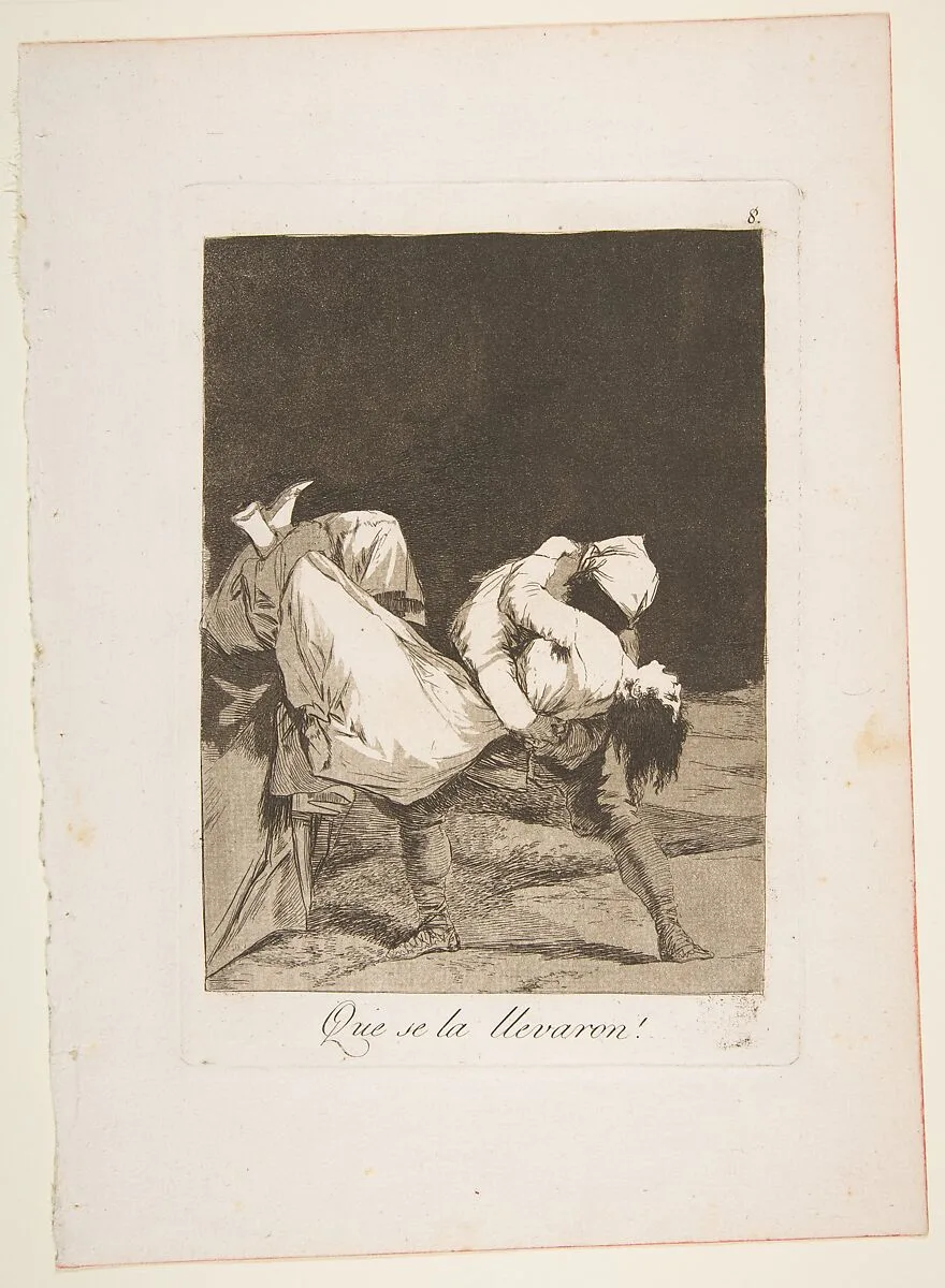 Plate 8 from "Los Caprichos": They carried her off! (Que se la llevaron!) — Goya (Francisco de Goya y Lucientes)