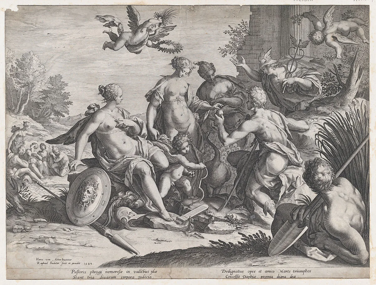 The Judgement of Paris — Raphael Sadeler I|Nicolas Langlois|Hans von Aachen