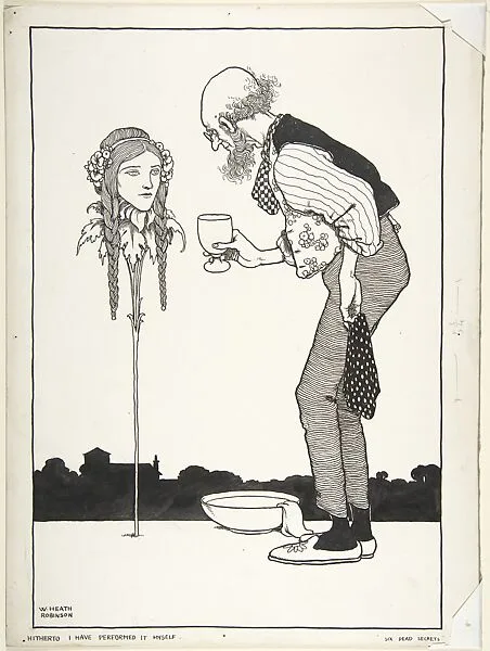 "Hitherto I Have Performed it Myself" (for "Six Dead Secrets" in "Topsy-Turvy Tales") — Elsie Smeaton Munro|William Heath Robinson|John Lane, The Bodley Head