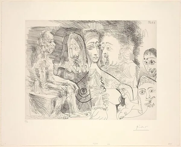 The Old Man's Fantasy: Courtesan with Men in Rembrandtesque Costume, from 347 Suite — Pablo Picasso|Aldo and Piero Crommelynck|Galerie Louise Leiris