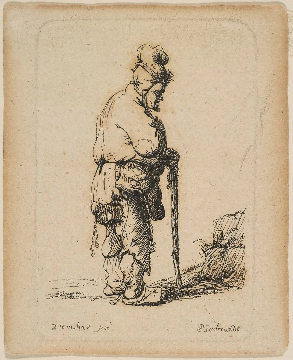 Beggar Leaning on a Stick — David Deuchar|Rembrandt (Rembrandt van Rijn)