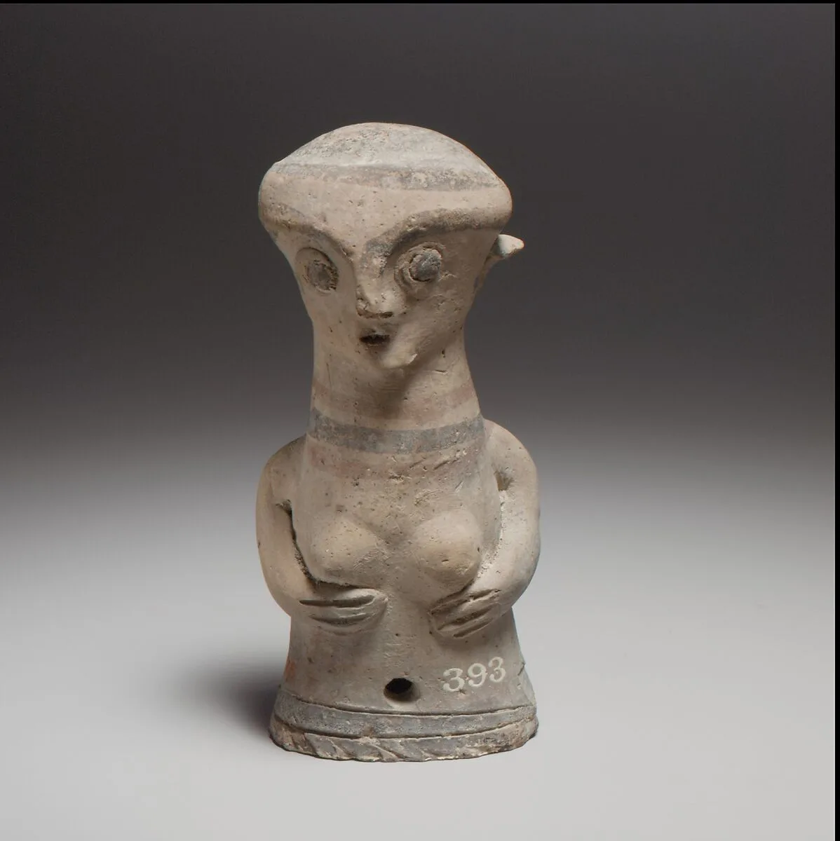 Terracotta statuette of the upper part of a woman — Unknown