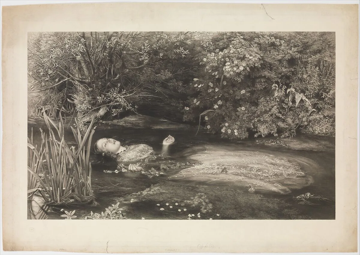 Ophelia (Shakespeare, Hamlet, Act 4, Scene 7) — Sir John Everett Millais|James Stephenson|Henry Graves & Company|William Shakespeare|The Printsellers' Association, London