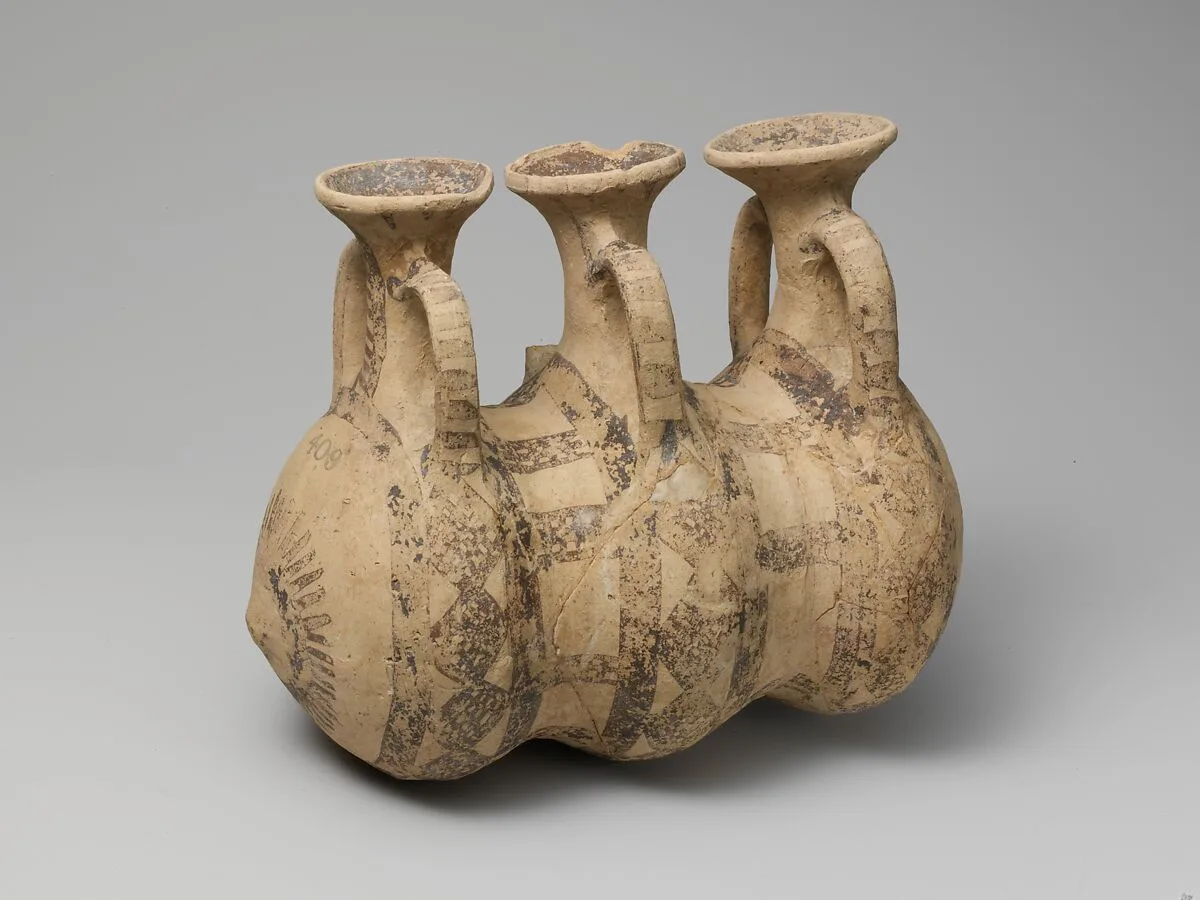 Terracotta composite triple flask — Unknown