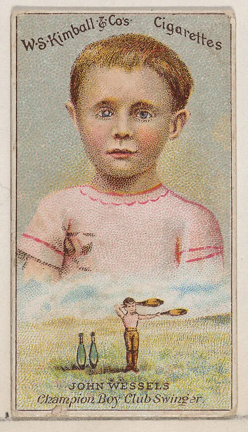 John Wessels, Champion Boy Club Swinger, from the Champions of Games and Sports series (N184, Type 1) issued by W.S. Kimball & Co. — W.S. Kimball & Co.