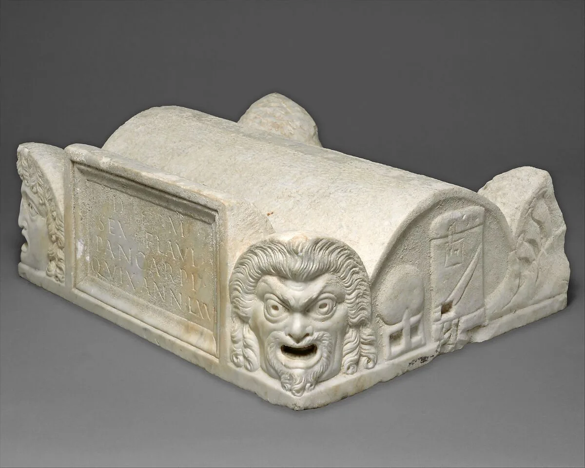 Marble lid of a cinerary chest — Unknown