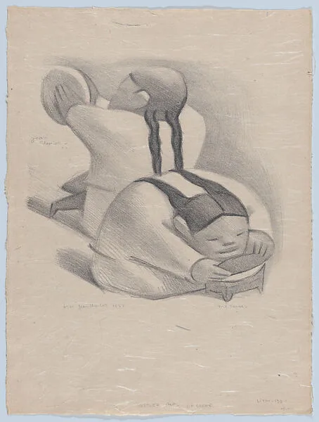 Women making tortillas (tortilleras) — Jean Charlot|Kistler (Lynton R. and/or Will A.)