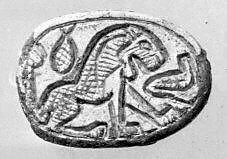 Scarab seal: lion and snake