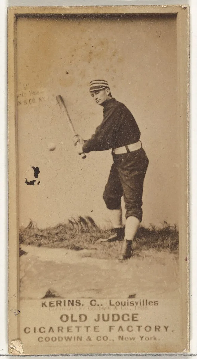 John Nelson Kerins, Catcher, Louisville Colonels, from the Old Judge series (N172) for Old Judge Cigarettes — Goodwin & Company