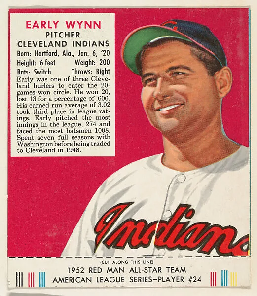 Early Wynn, from the Red Man All-Star Team series (T232), issued by Red Man Chewing Tobacco — Red Man Chewing Tobacco