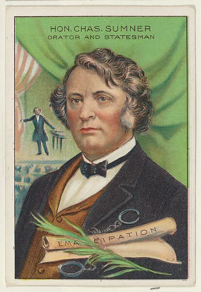 Honorable Charles Sumner, Orator and Statesman, from the "Heroes of History" series (T68), issued with Miners Extra Smoking Tobacco, Natural Leaf Scrap, and Royal Bengals Little Cigars — Royal Bengals Little Cigars|Charles Sumner