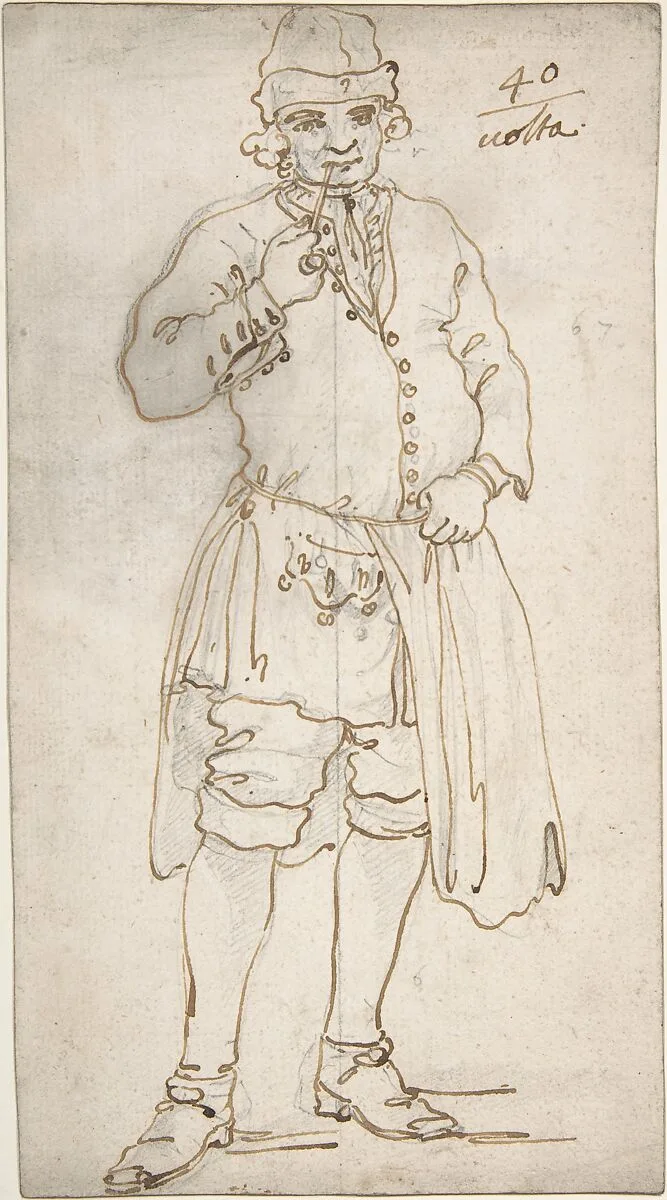 Man Smoking a Pipe (recto); Standing Man and Two Studies of His Head (verso) — Canaletto (Giovanni Antonio Canal)