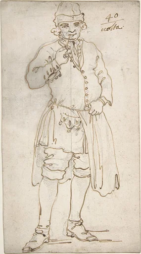 Man Smoking a Pipe (recto); Standing Man and Two Studies of His Head (verso)