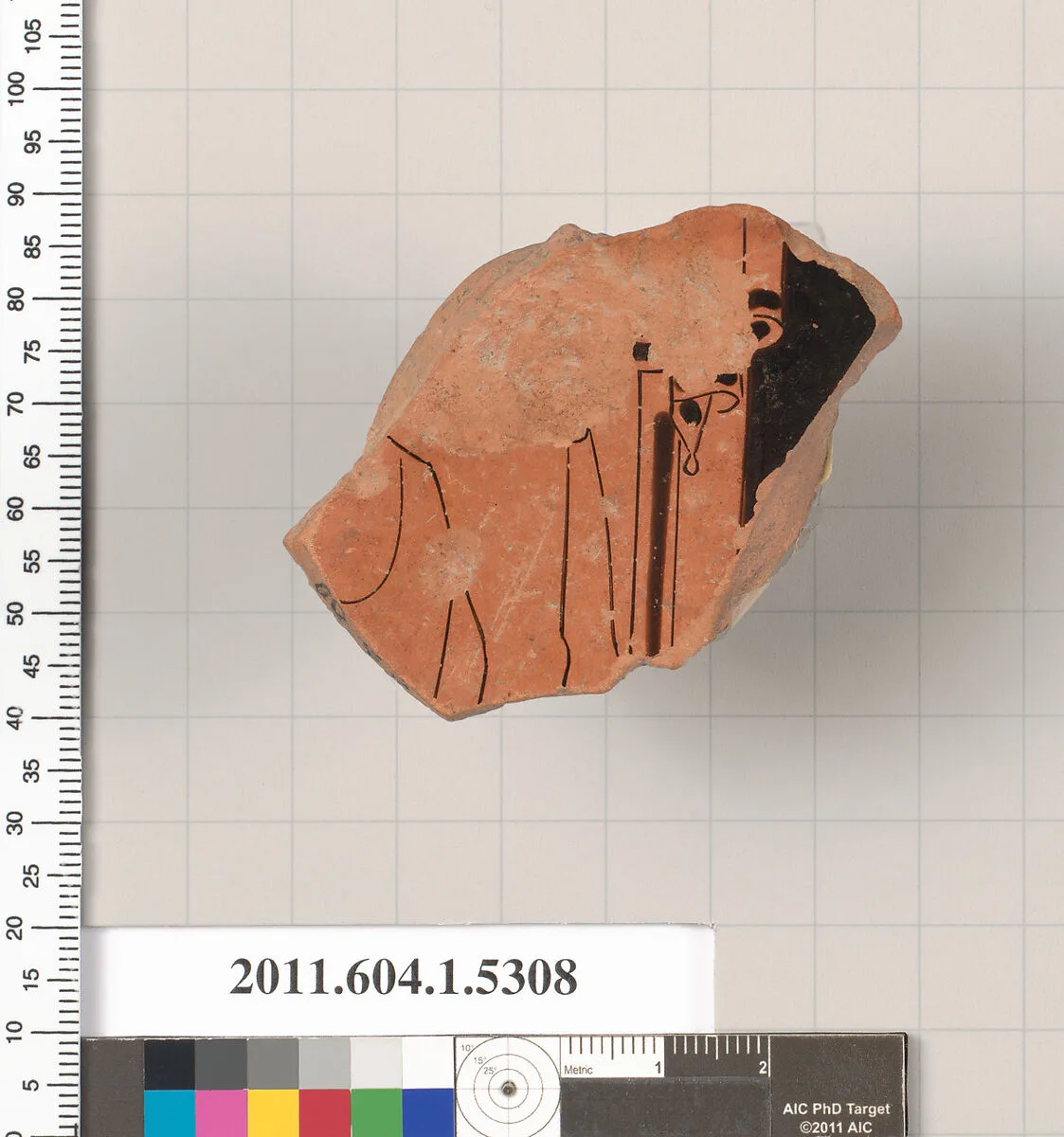 Terracotta fragment of a kylix (drinking cup) — Telephos Painter