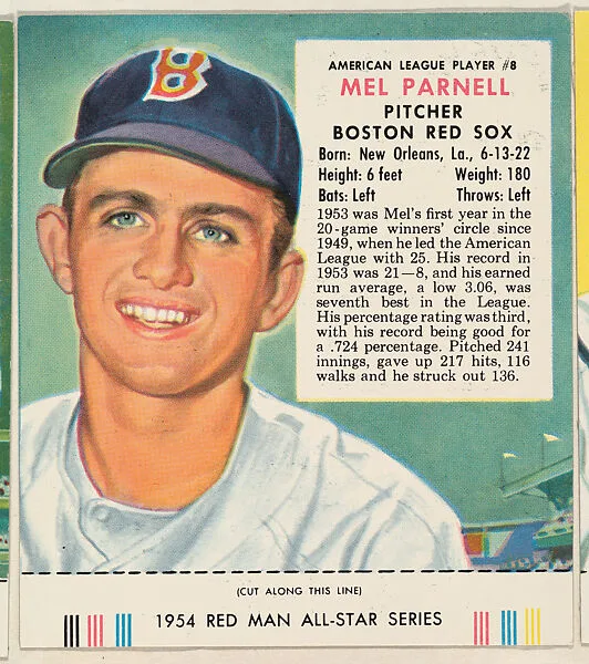 Mel Parnell, from the Major League All Stars series (T234), issued by Red Man Chewing Tobacco — Red Man Chewing Tobacco