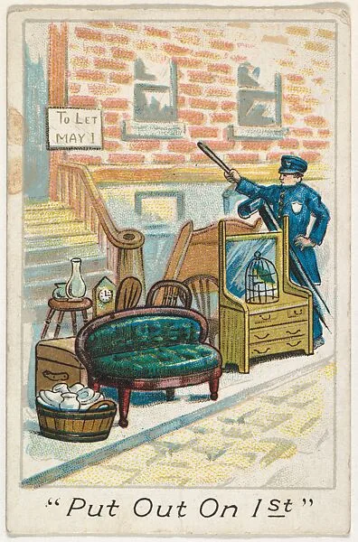 "Put Out On 1st", from the Baseball Comics series (T203) — Winner Cut Plug Tobacco|P.H. Mayo & Brother, Richmond, Virginia