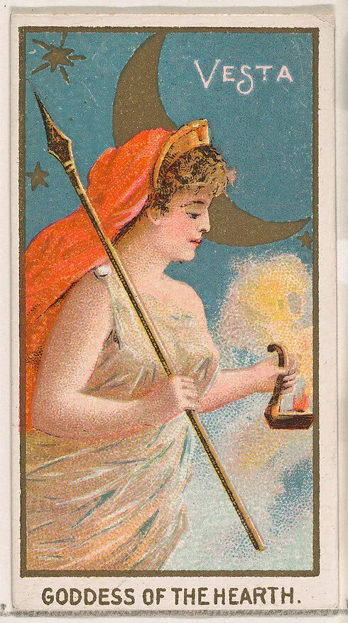 Vesta, Goddess of the Hearth, from the Goddesses of the Greeks and Romans series (N188) issued by Wm. S. Kimball & Co. — Ketterlinus Lithography Company|William S. Kimball & Company