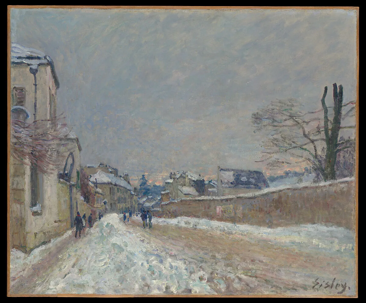 Rue Eugène Moussoir at Moret: Winter — Alfred Sisley