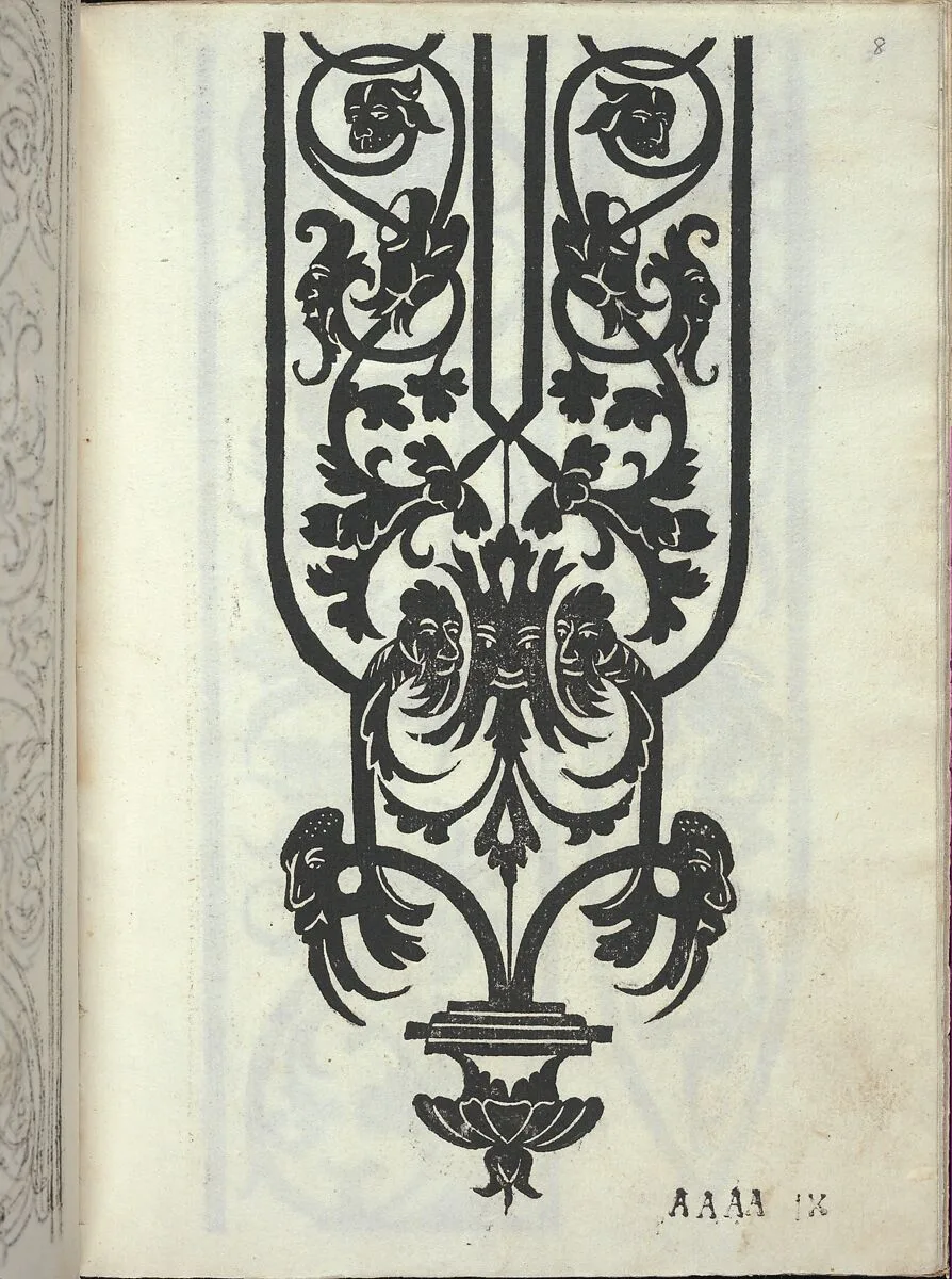 Libro quarto. De rechami per elquale se impara in diuersi modi lordine e il modo de recamare...Opera noua, page 8 (recto) — Alessandro Paganino