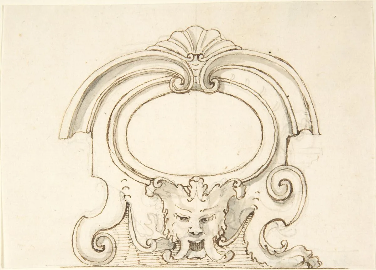 Cartouche with a Mask — Anonymous, Italian, Venetian, 18th century