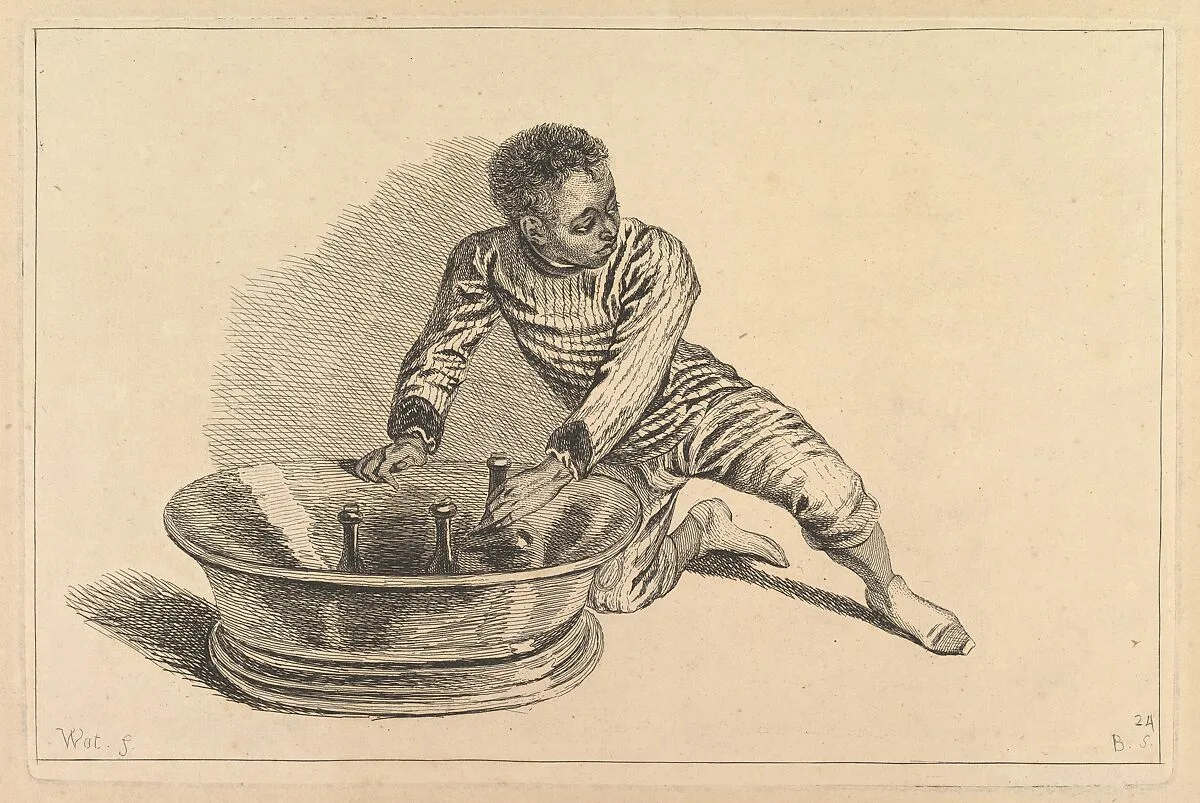 Black African Removing Bottles From a Cooler — François Boucher|Antoine Watteau