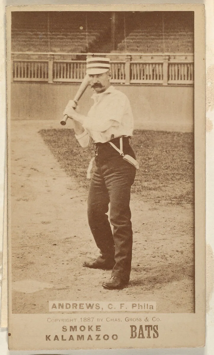 Andrews, Center Field, Philadelphia, from the Kalamazoo Bats series (N690) issued by Chas. Gross & Co. to promote Kalamazoo Bats — Chas. Gross & Co.