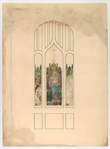 Design for a window, Madonna and child