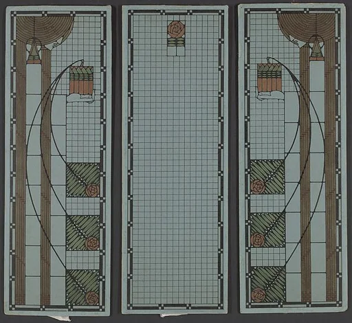 Design for a three-part window in the style of Mackintosh