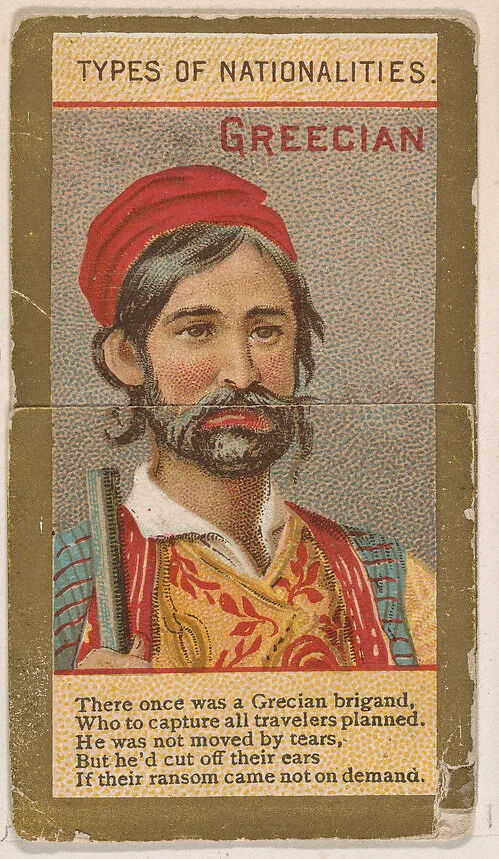Greecian, from Types of Nationalities (N240) issued by Kinney Bros. — Kinney Brothers Tobacco Company