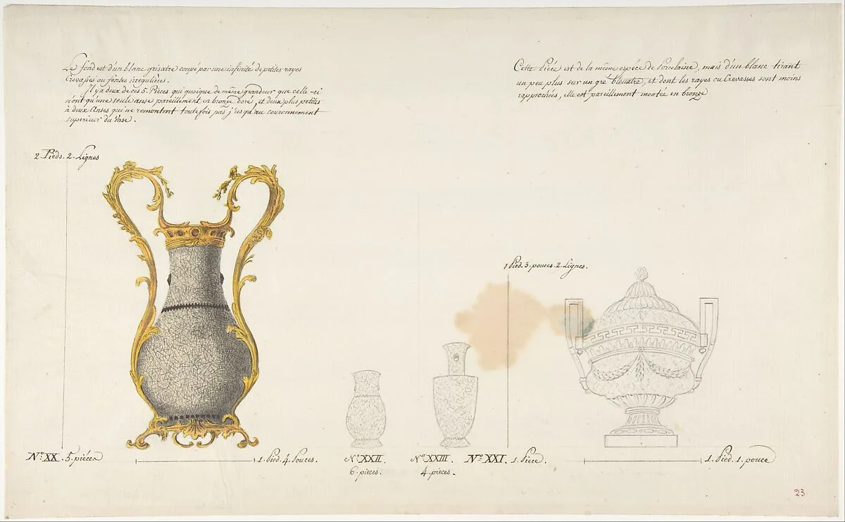 Design for Four Vases — Anonymous, French, 18th century