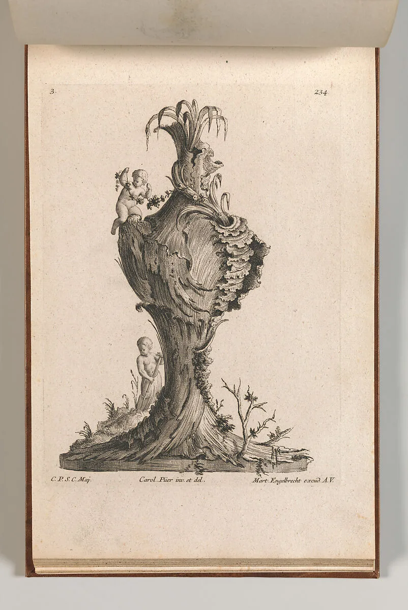 Design for a large Vase representing 'Earth', Plate 3 from: 'Neu inventierte Vasi auf die neueste manier' — Jacob Gottlieb Thelot|Carl Pier|Martin Engelbrecht