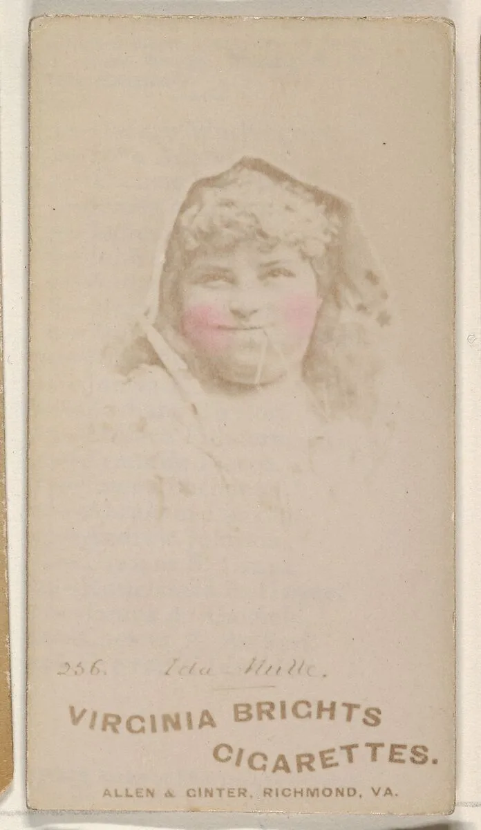Card 256, Ida Mulle, from the Actors and Actresses series (N45, Type 1) for Virginia Brights Cigarettes — Allen & Ginter