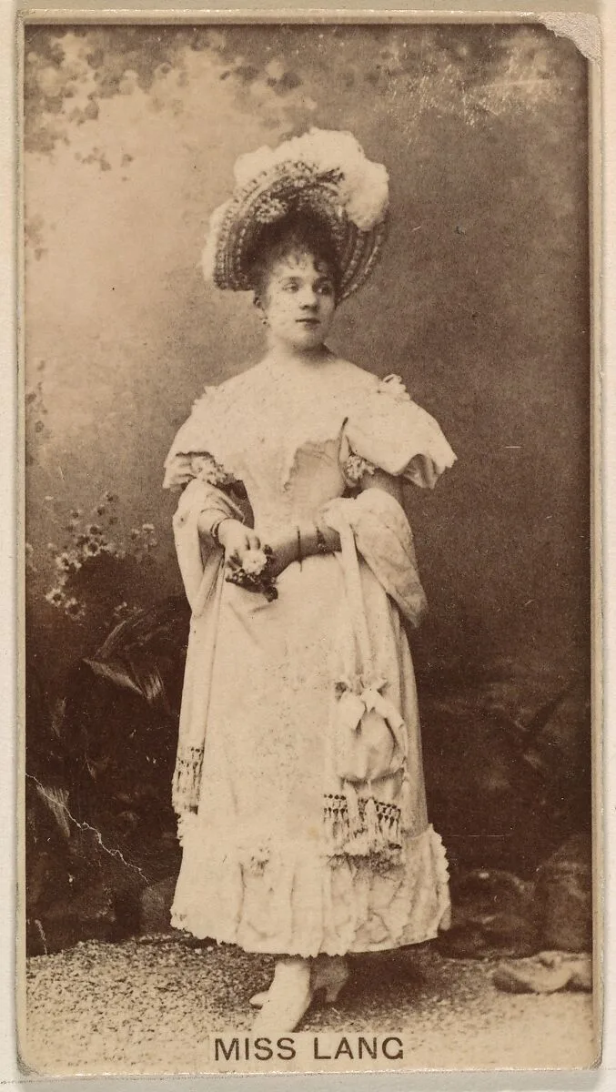 Miss Lang, from the Actresses series (N245) issued by Kinney Brothers to promote Sweet Caporal Cigarettes — Kinney Brothers Tobacco Company