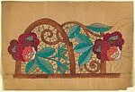 Horizontal Panel with a Pattern of Pink and Orange Roses on Decorative Vines — Anonymous, French, 20th century