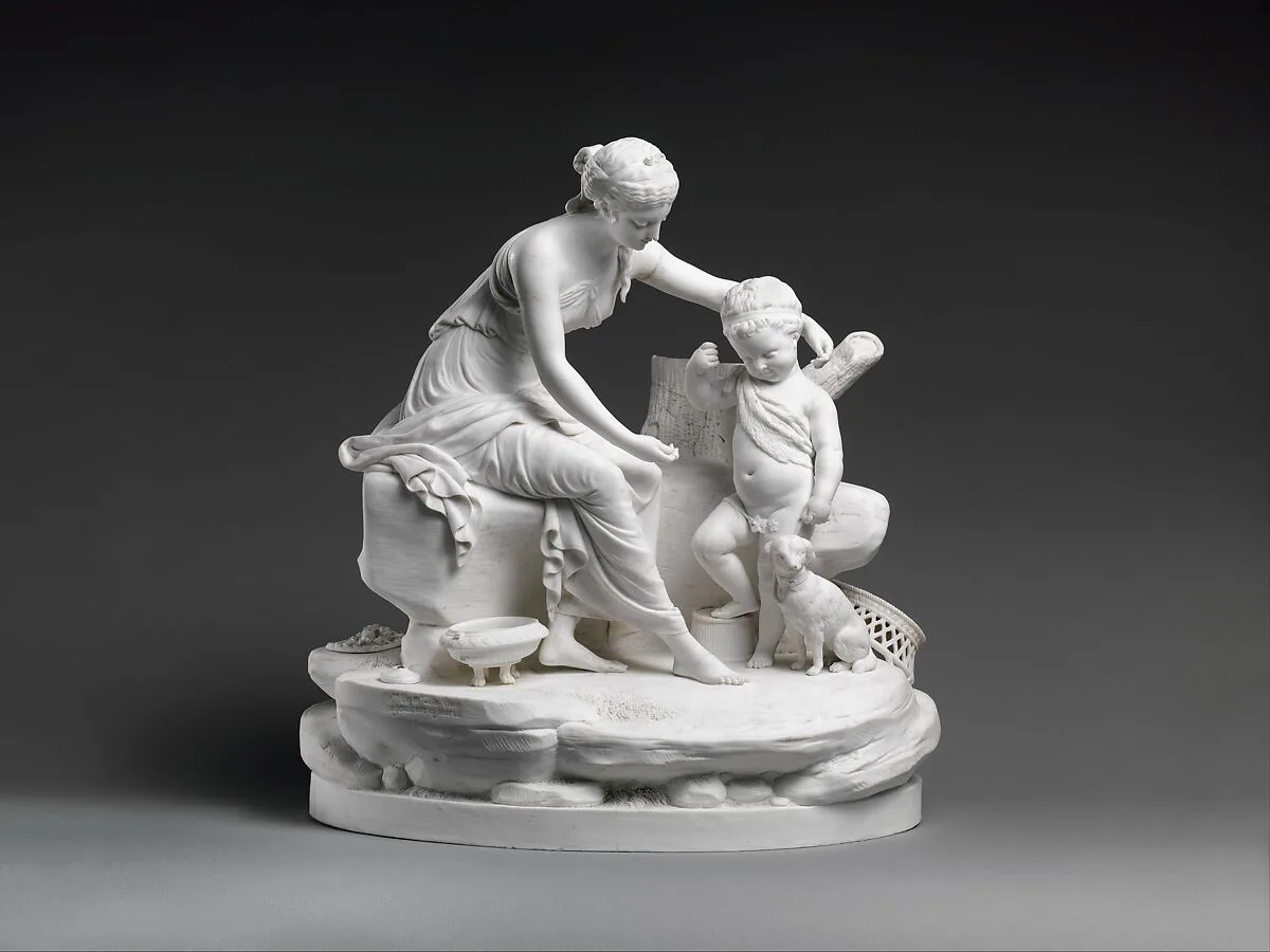 Seated woman and the infant Hercules — Dihl et Guérhard