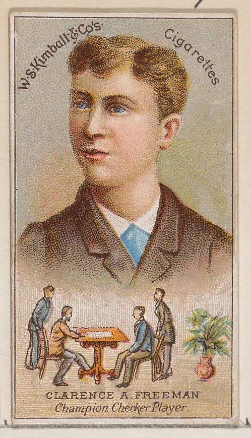 Clarence A. Freeman, Champion Checker Player, from the Champions of Games and Sports series (N184, Type 1) issued by W.S. Kimball & Co. — W.S. Kimball & Co.