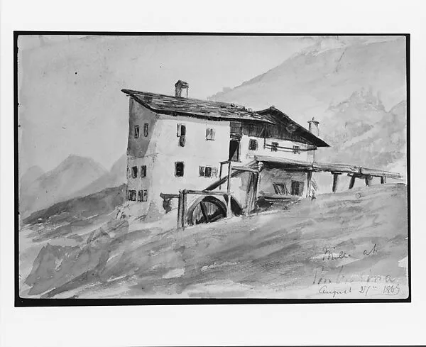 Mill at Pontresina (from Switzerland 1869 Sketchbook) — John Singer Sargent