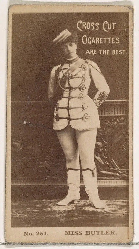 Card Number 251, Miss Butler, from the Actors and Actresses series (N145-2) issued by Duke Sons & Co. to promote Cross Cut Cigarettes — W. Duke, Sons & Co.