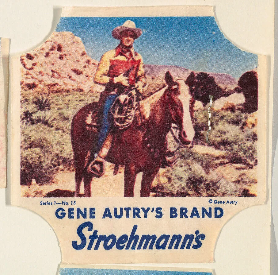 Gene Autry's Brand, Series 1, No. 15, from the Gene Autry's Brand bread end labels series (D290-7) issued by Stroehmann Bread Company — Stroehmann Bread Company