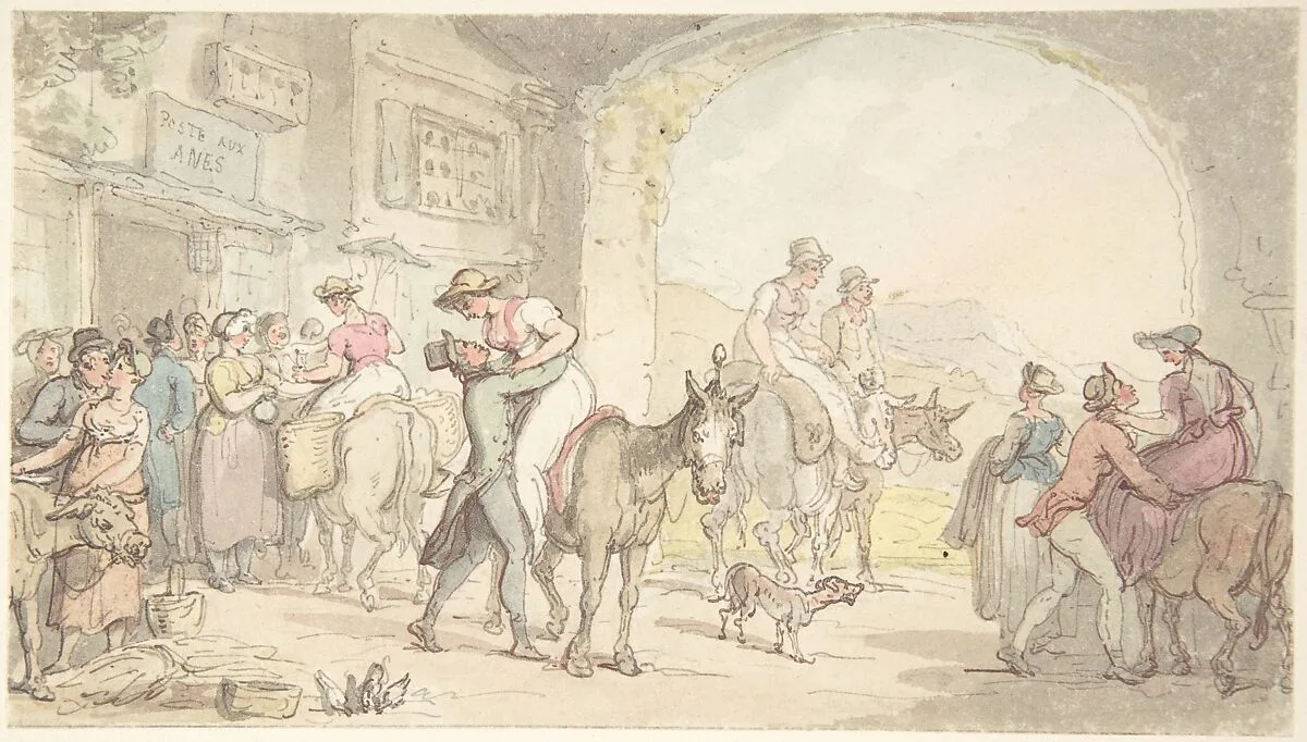 Pleasure of a Poste aux Anes, from Sentimental Travels — Thomas Rowlandson