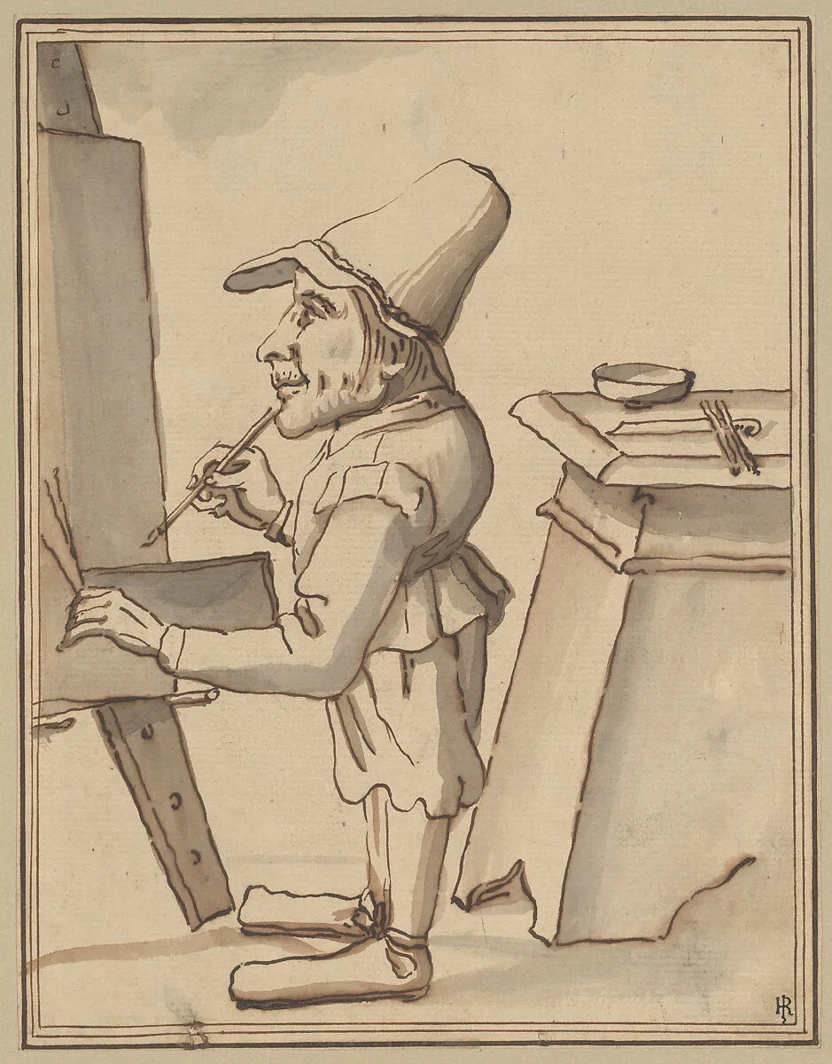 Caricature of a Dwarf Painter at His Easel — Tuscany