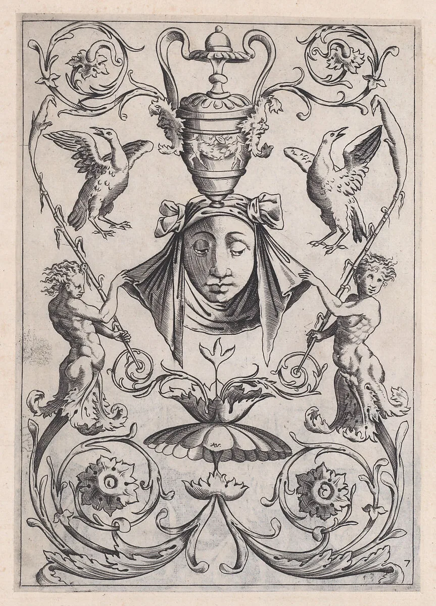 Ornamental Panel — Agostino Veneziano (Agostino dei Musi)|Giovanni da Udine (Giovanni dei Ricamatori)|Raphael (Raffaello Sanzio or Santi)