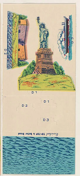Statue of Liberty, bakery insert card from the Famous American Shrines series (D29), issued by the Ward Baking Company — Ward Baking Company