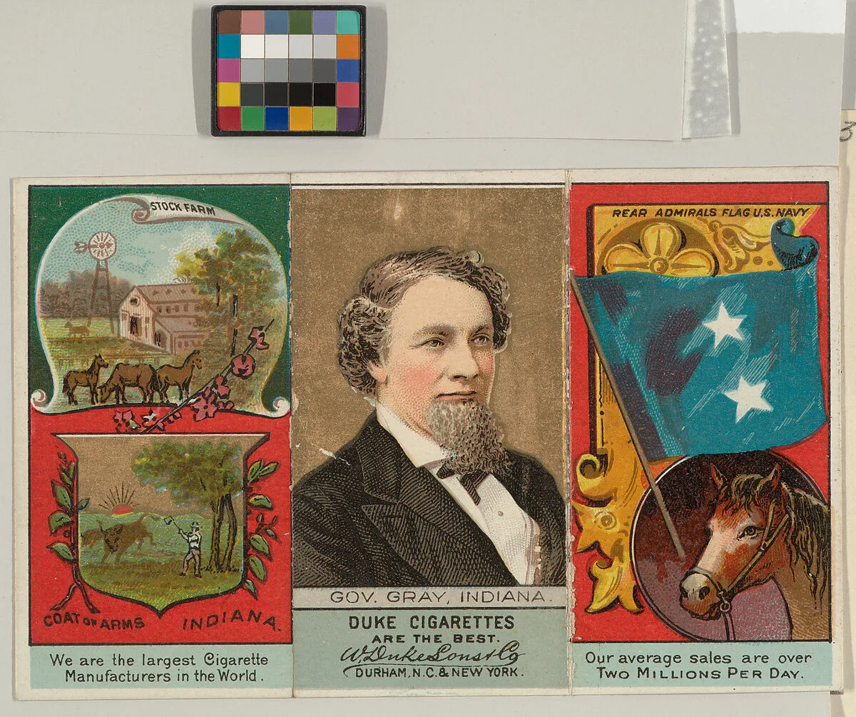 Governor Gray, Indiana, from "Governors, Arms, Etc." series (N133-2), issued by Duke Sons & Co. — W. Duke, Sons & Co.