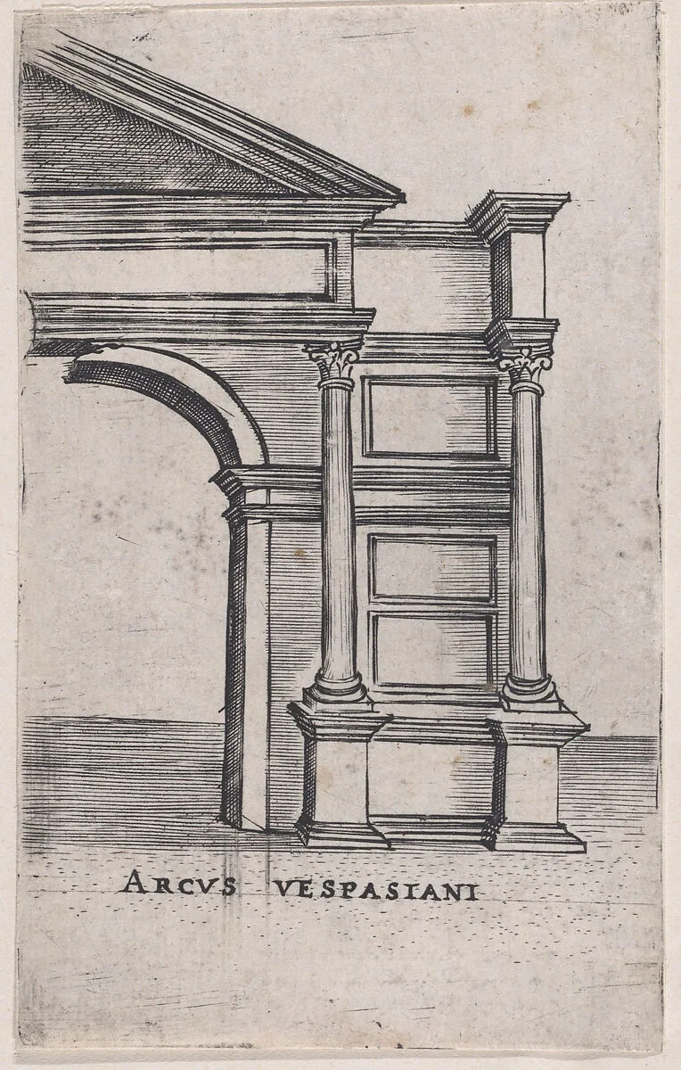Arcus Vespasiani (Views of Ancient Roman Temples and Arches) — Anonymous, Italian, 16th century